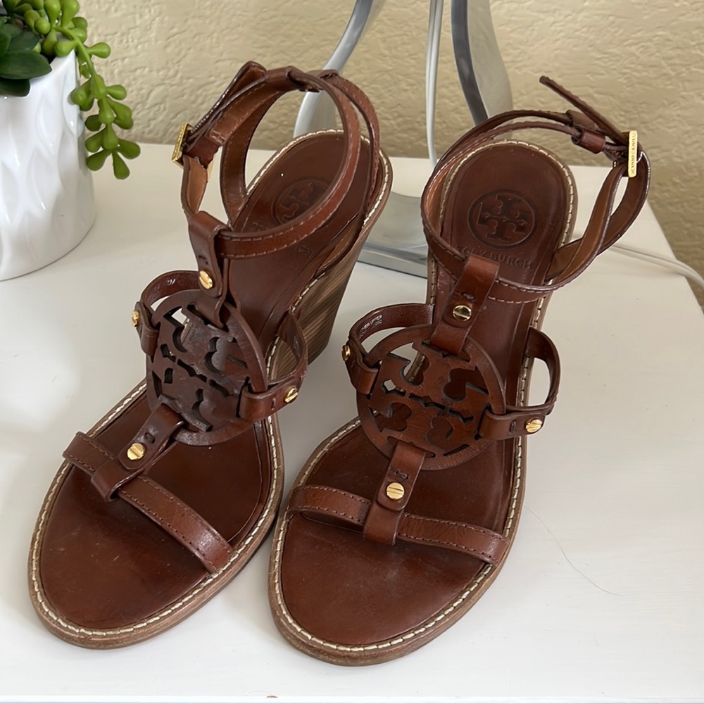 Leather Tory Burch Wedge Sandals